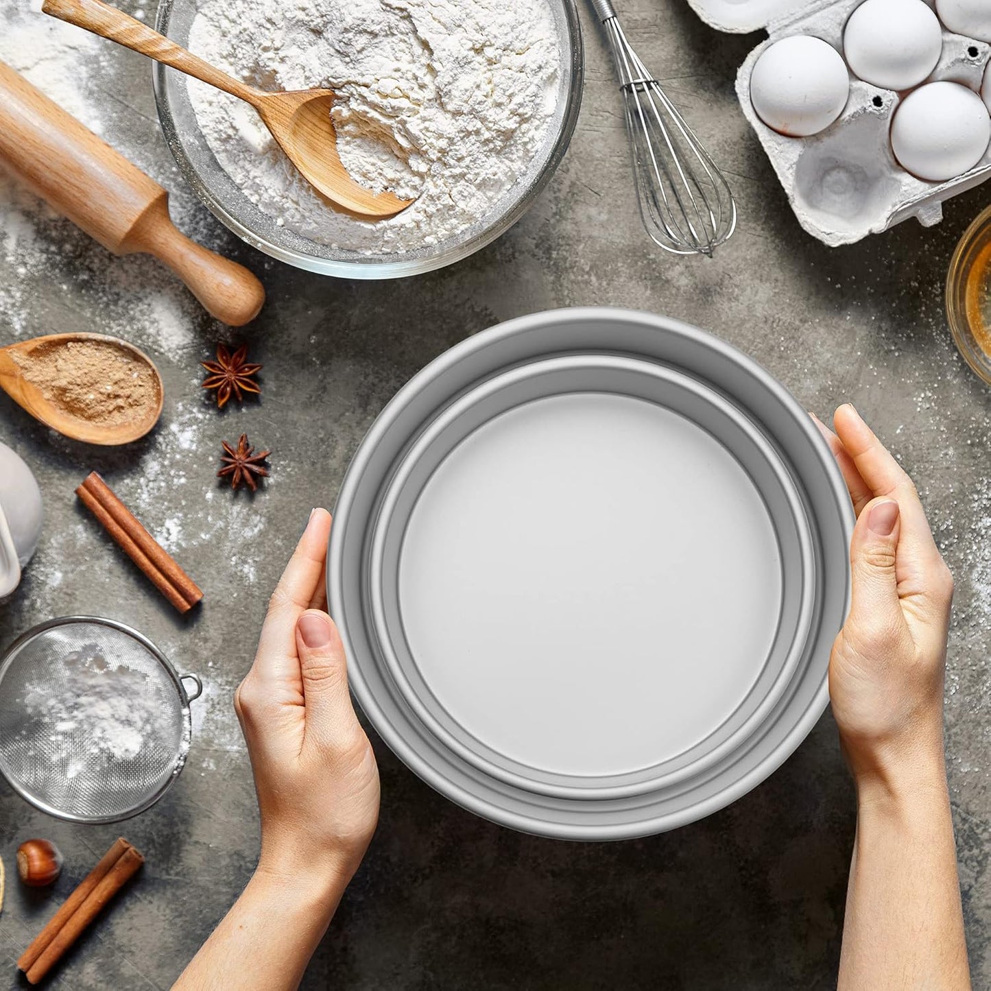 LAST CONFECTION 2-Piece Round Cake Pan Set - Includes 6" and 9" Aluminum Pans - 2" Deep