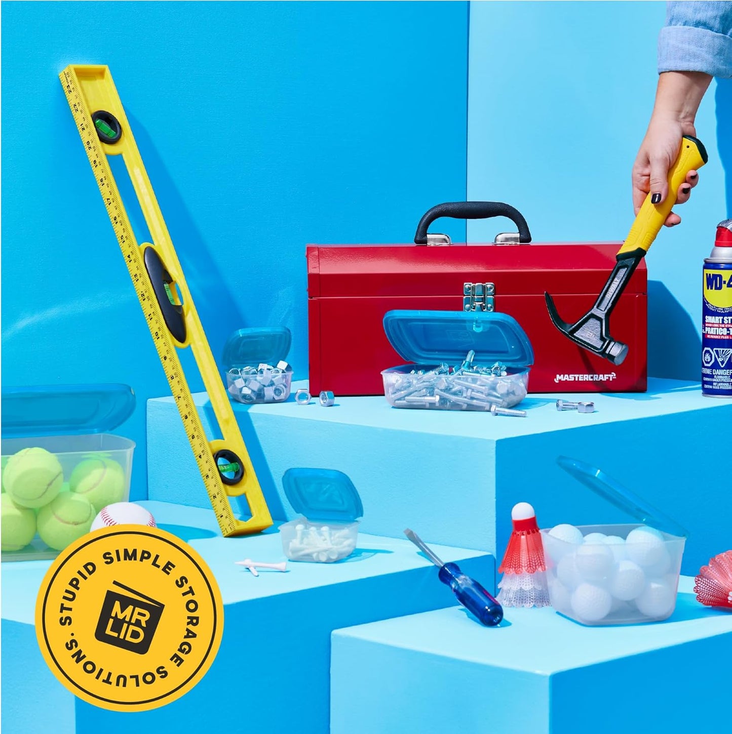 Premium Attached Food Storage Containers, Permanently Attached Plastic Lid, Never Lose & Space Saving Organization (10 Pack)