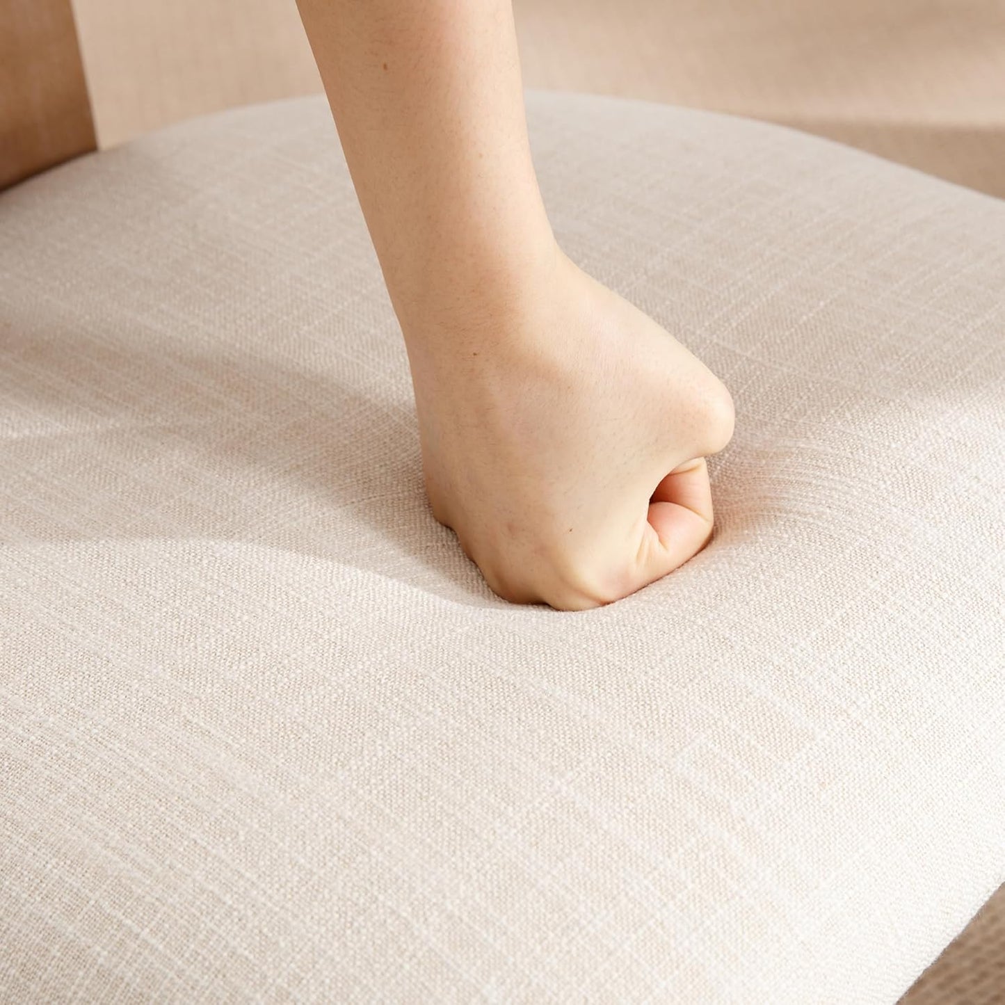 chairus Dining Chairs Set of 2 Linen Fabric Diner Chairs Farmhouse Wood Chairs for Kitchen and Dining Room, Beige