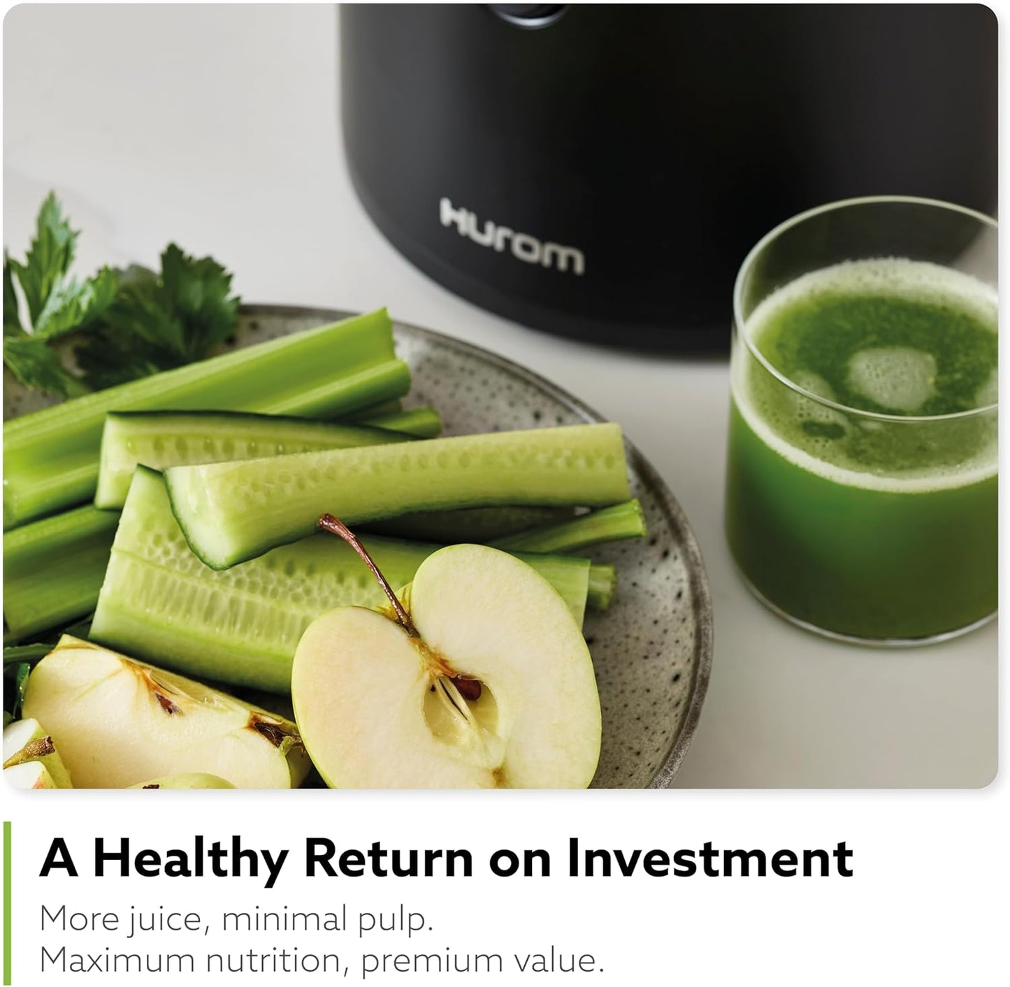 Hurom Black H320 Slow Juicer with German Steel Knife Set, Self-Feeding Cold Press Juice Machine, Corrosion-Resistant and Non-Stick Coated Blades, High Yield, BPA Free (500ml/ 16oz)