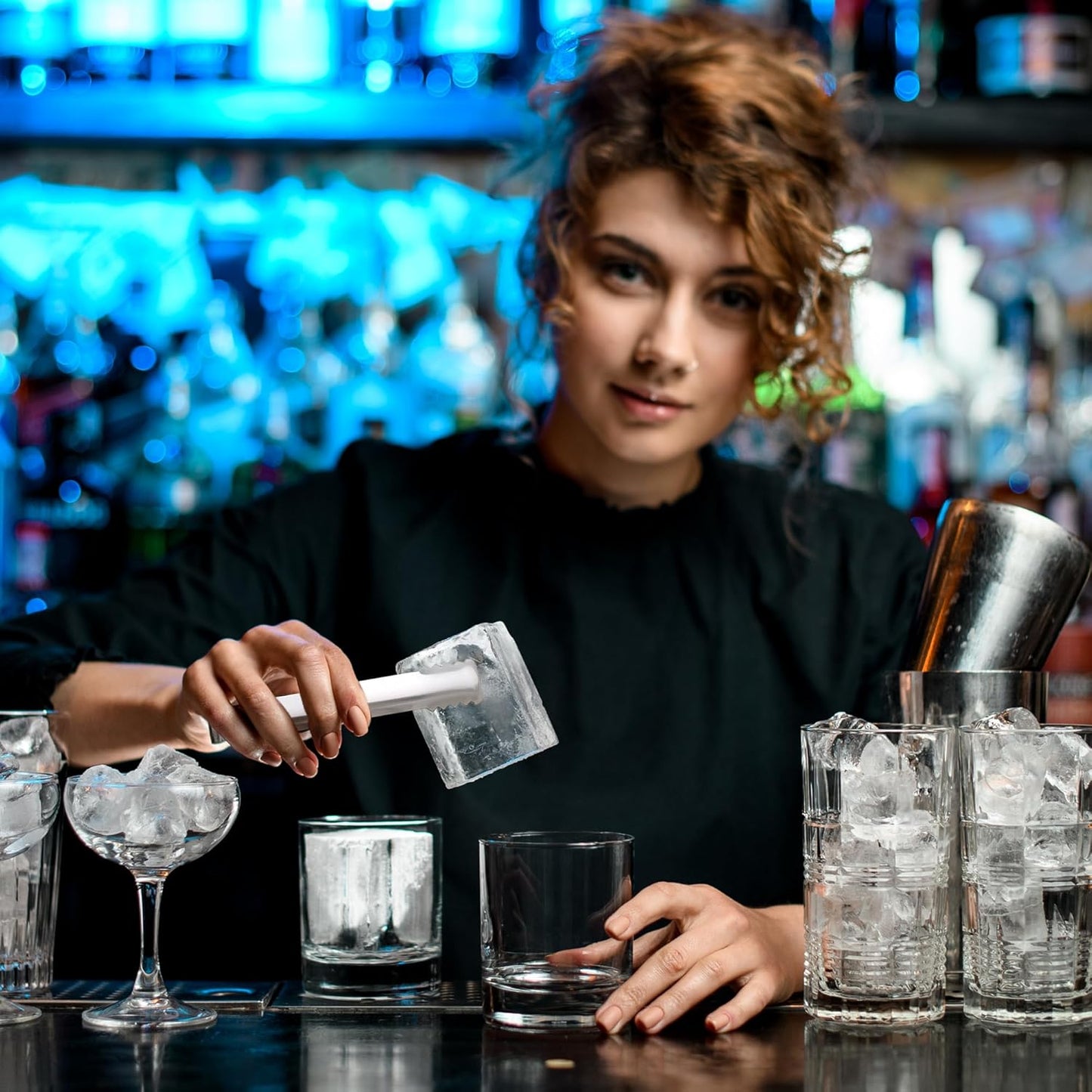 DUGATO Stainless Steel Cocktail Tongs (2 Pack, 6.3 inch) - Small Bar Ice Tongs with Sharp Grip Teeth for Ice Buckets, Sugar, Olives & Garnishes - Party Essentials