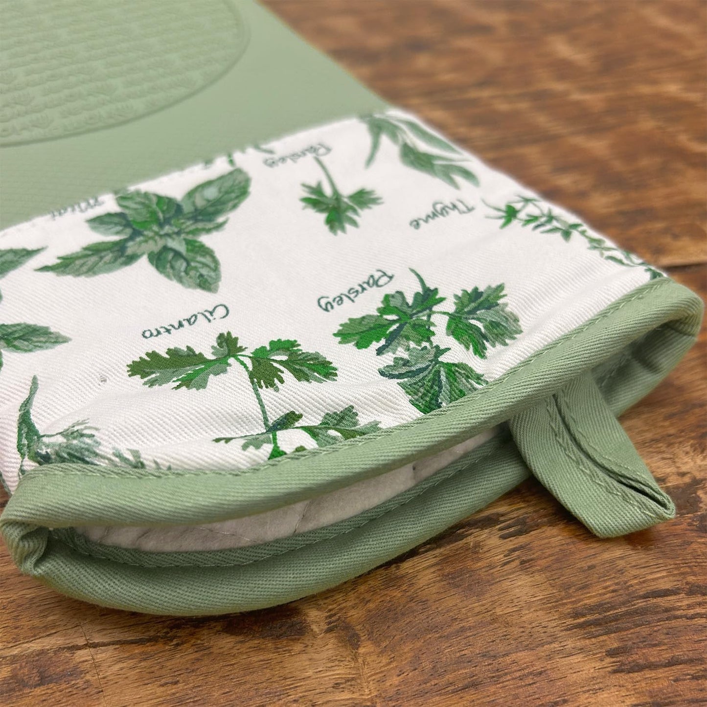 Delaney Silicone Oven Mitts Set - Extra Long, Heat Resistant Kitchen Gloves, Non-Slip Holders for BBQ, Baking, Cooking Essentials, Sage & Herbs, Kitchen Decor, Oven Gloves, New Home Gifts