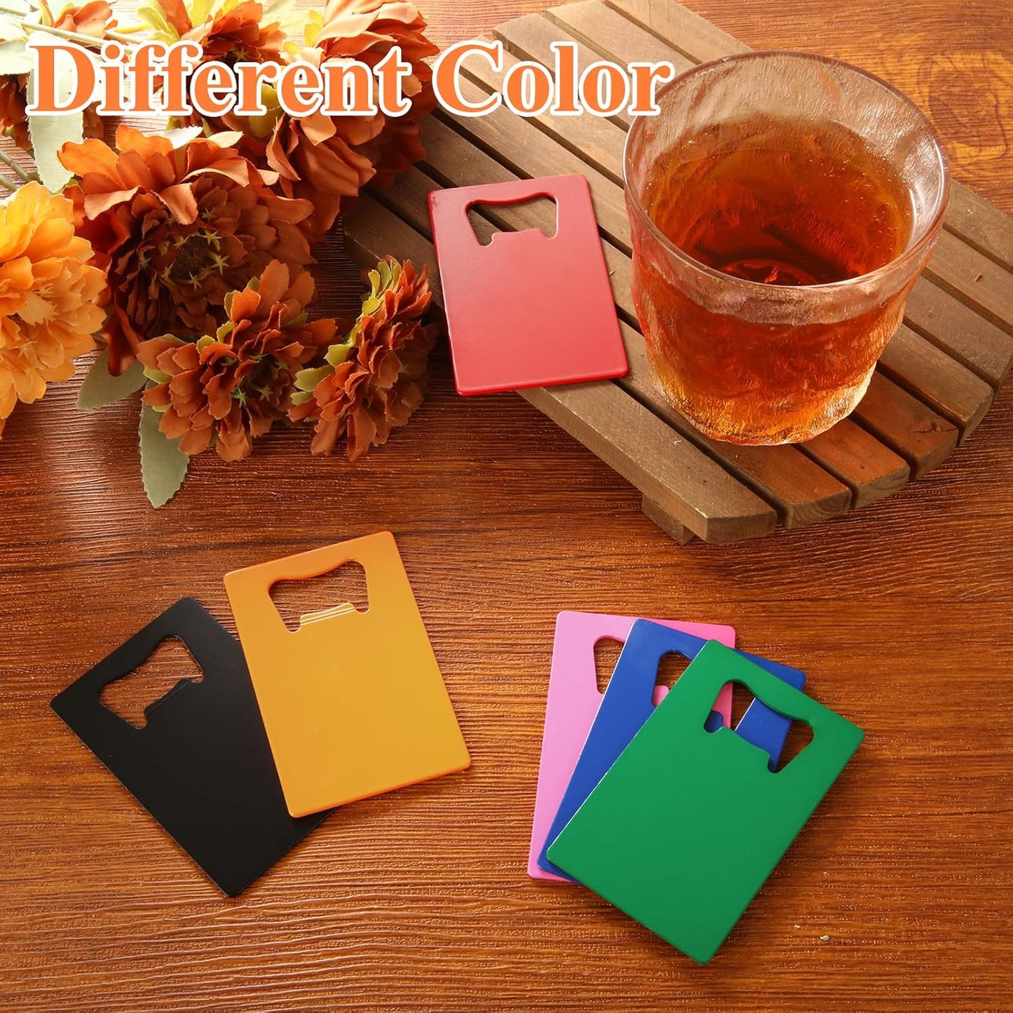 QTLCOHD 60 Pieces Credit Card Bottle Opener Stainless Steel Bottle Opener Bulk Metal Card Size Beer Bottle Openers for Wallet Pocket Wedding Party Favor (Mixed Color)