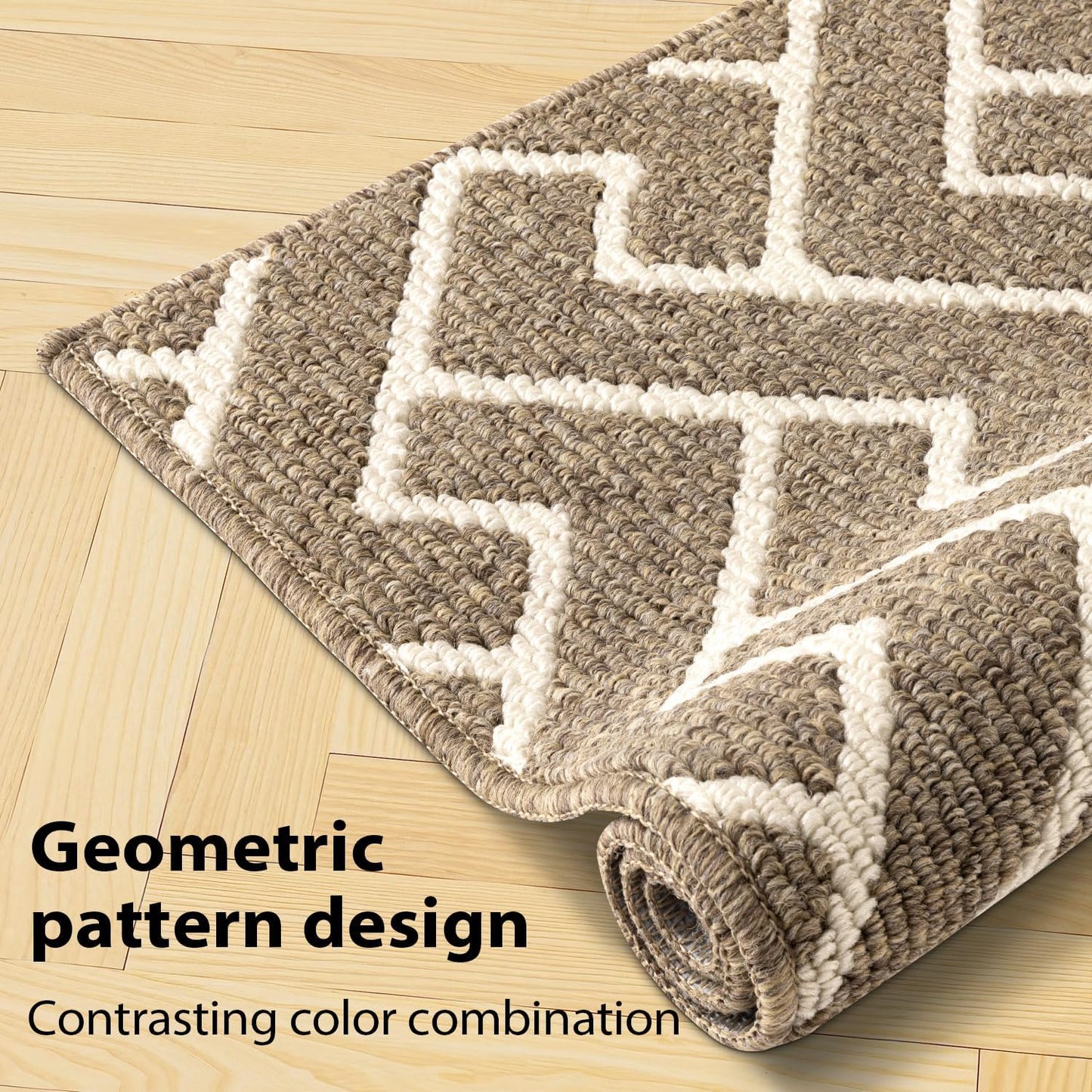 hicorfe Kitchen Rugs and Mats Sets,Non-Slip 2 Pieces Absorbent 100% Polypropylene Rug,Comfort Kitchen Runner Mat,Washable for Kitchen,Sink,Laundry(20" x 31.5" Plus 20" x 48",Beige)