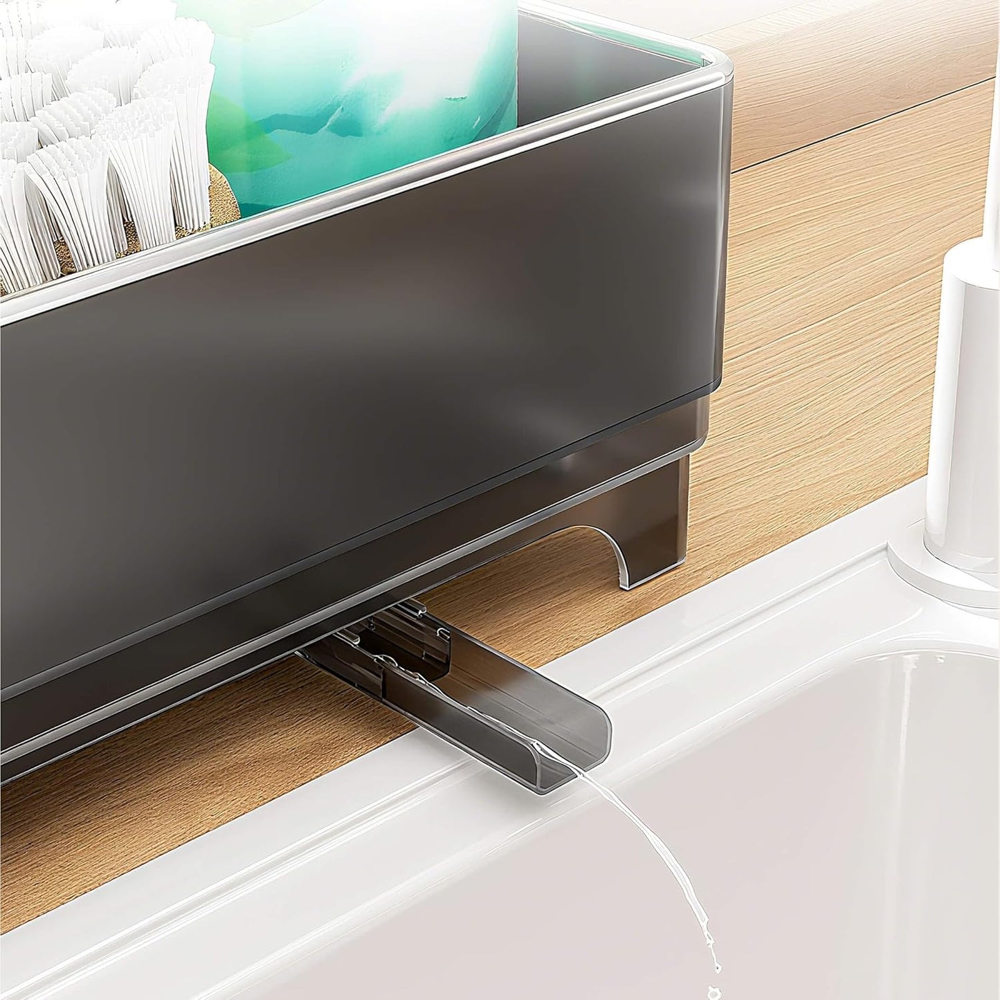 MOUKABAL Sponge Holder for Kitchen Sink, 2-Tier Sink Caddy Organizer with Drain Holes and Hooks, Holds Dishcloth, Sponge & Brushes, Kitchen Countertop Storage for New Home Essentials Black