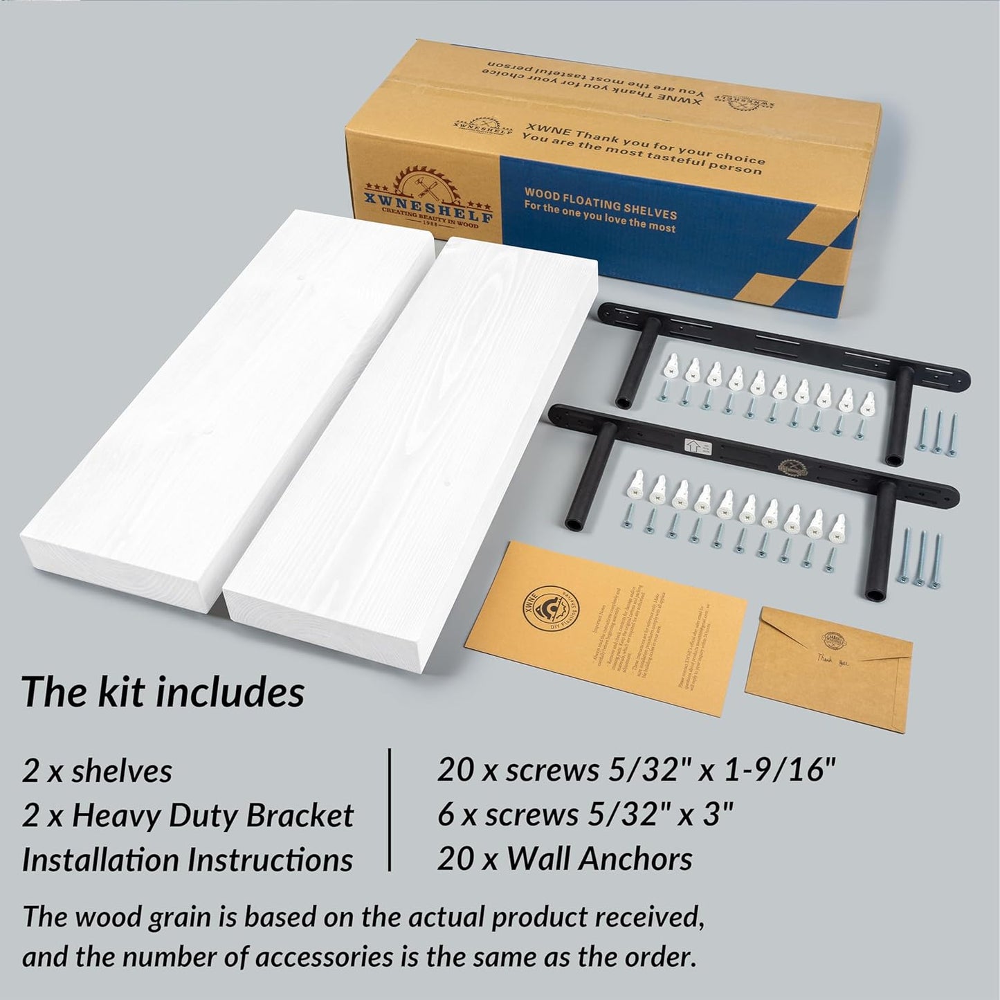 Rustic Floating Shelves 24 inch Long 8 inch deep Set of 2, Solid Wood Wall Shelves for Bedroom Living Room Kitchen,Book Shelf for Wall, Wall Mounted Shelves with Hidden Bracket- White