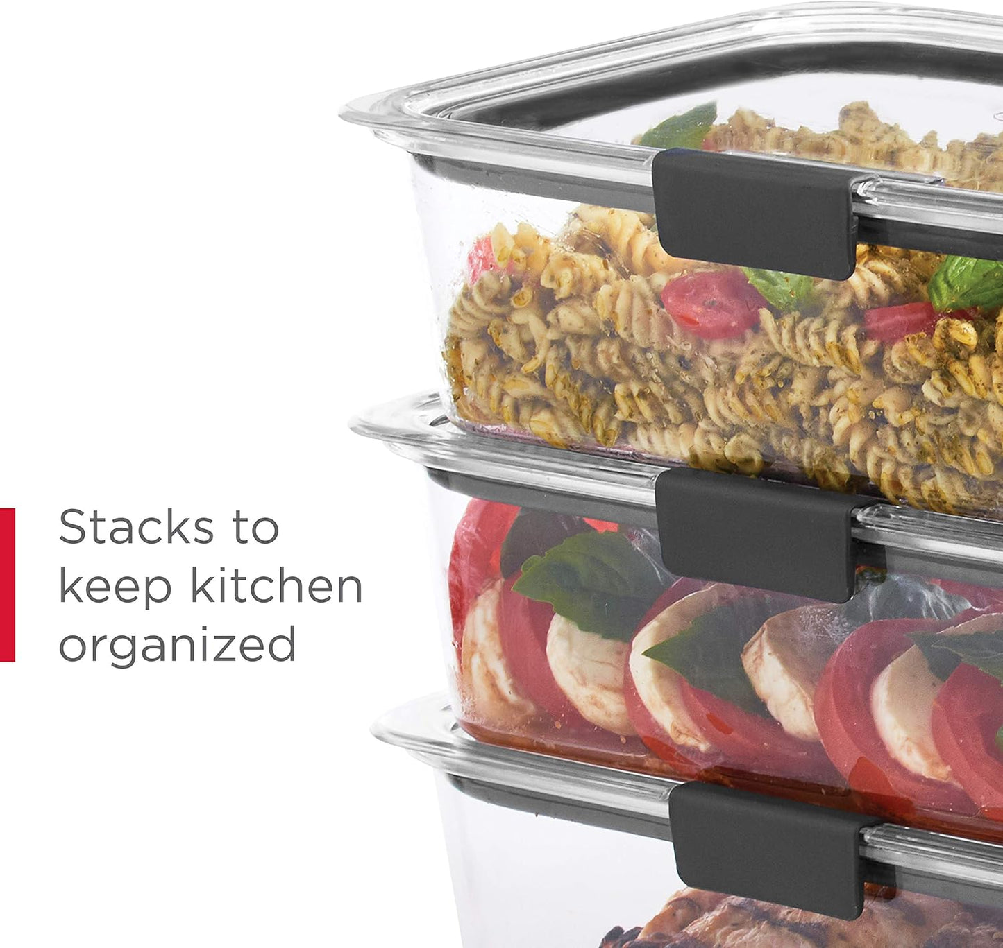 Rubbermaid Brilliance BPA-Free 3 Set Food Storage Containers with Lids, Removable Trays, Airtight, Leak-Proof, Ideal for Meal Prep, Lunch, and Leftovers