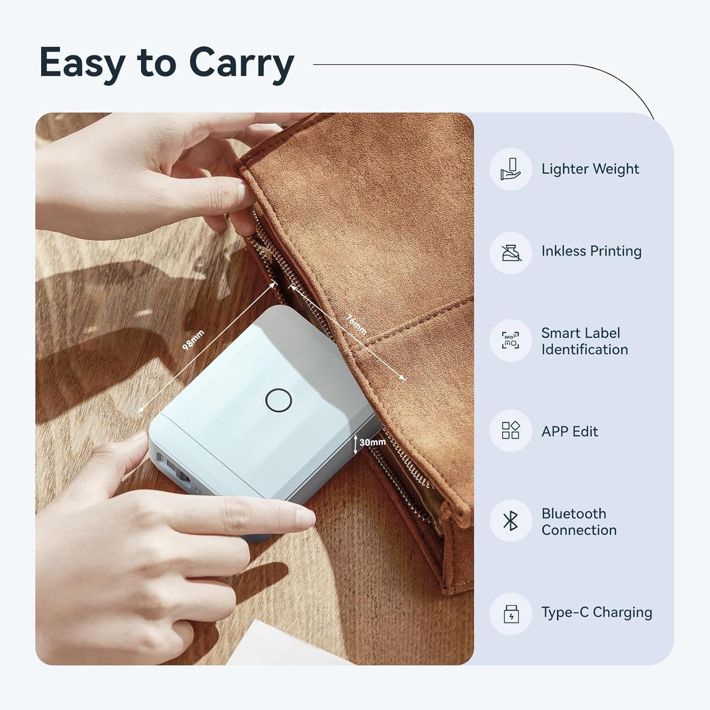 NIIMBOT D110 Upgraded Version Mini Label Maker Machine with Tape, Portable Bluetooth Thermal Printer, Sticker Labeler with Multiple Templates for Office Organization Home Kitchen School, Blue