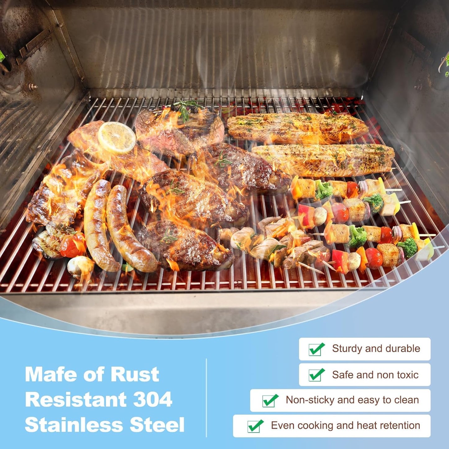 Htanch15inch 7522 Stainless Steel 9mm Cooking Grid Grates for Weber 7523 Genesis Silver A, Spirit E-200,Spirit 500,Spirit 210 (2007-2012) Gas Grills