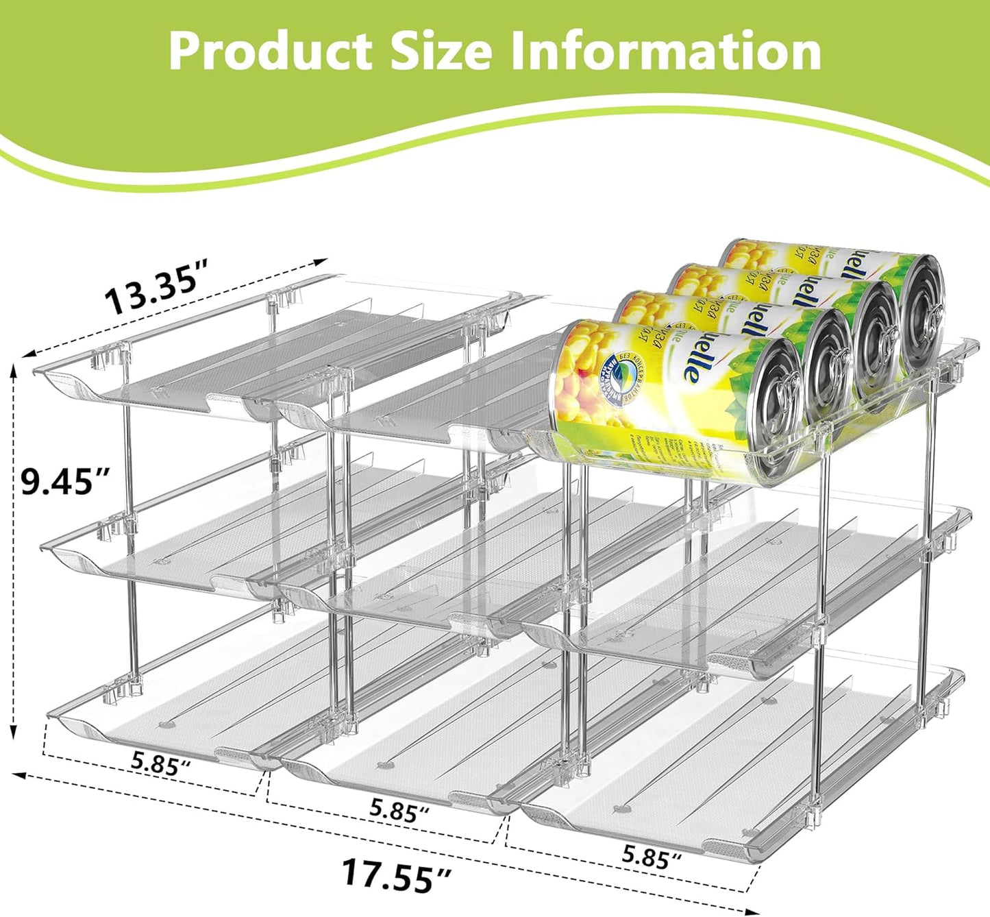 Can Organizer for Pantry Soda Can Organizer Automatic Rolling Food Pantry Storage Rack Can Dispenser for Fridge Holds 36 Cans, Fits 5.8-Inch Soda and Can, Set of 9