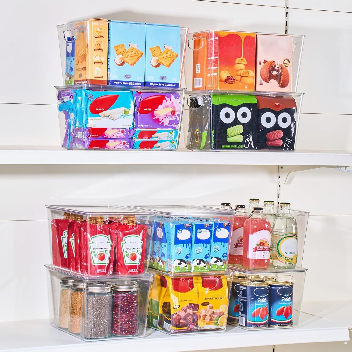 theaoo Clear Storage Bins with Lids Stackable - Large Plastic Containers for Pantry Organization and Storage - Perfect for kitchen,Fridge,Laundry Room,Bathroom,Garage,Closet,Cabinet Organizer - 8 Pack