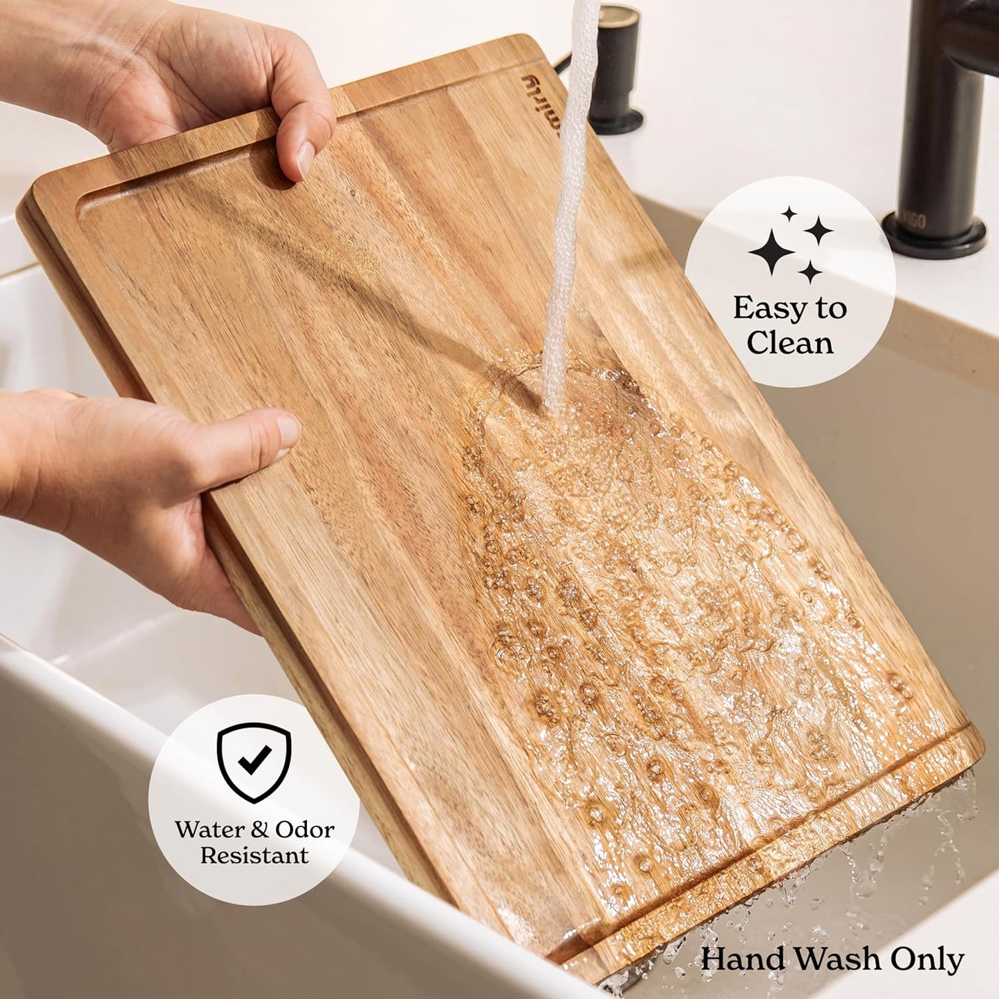 SMIRLY Wood Cutting Board, Bamboo Cutting Board Set, Chopping Board and Wooden Cutting Boards for Kitchen, Small Wood Cutting Board and butcher block (Acacia Wood, 3 Pack)