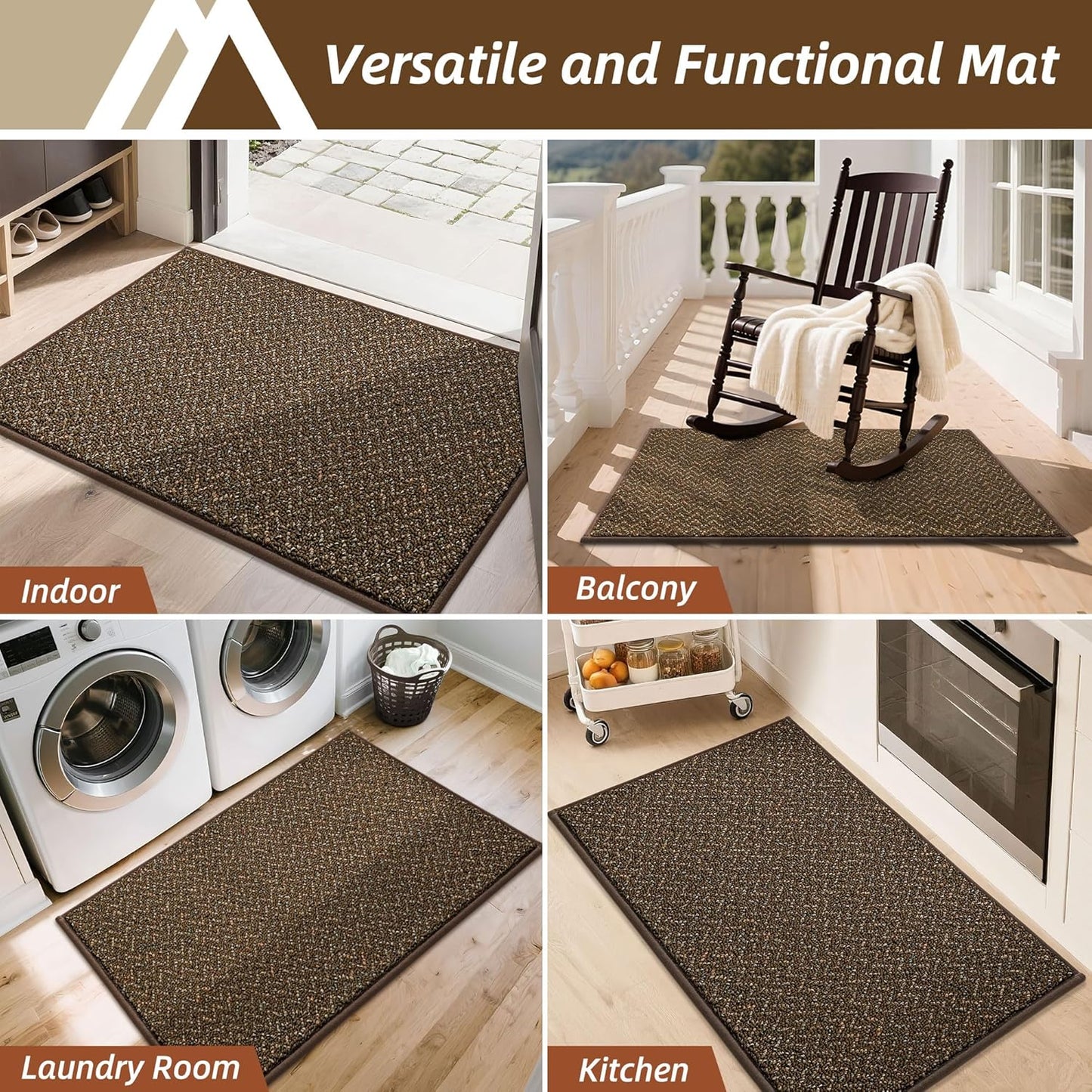 COSY HOMEER-Door-Mat 32"x48" Non Slip Absorbent Entryway Rugs Dirt Trapper Doormats Washable Entrance Mats Low Pile Welcome Floor Mat for Front Back Door and Entry Mats,Brown
