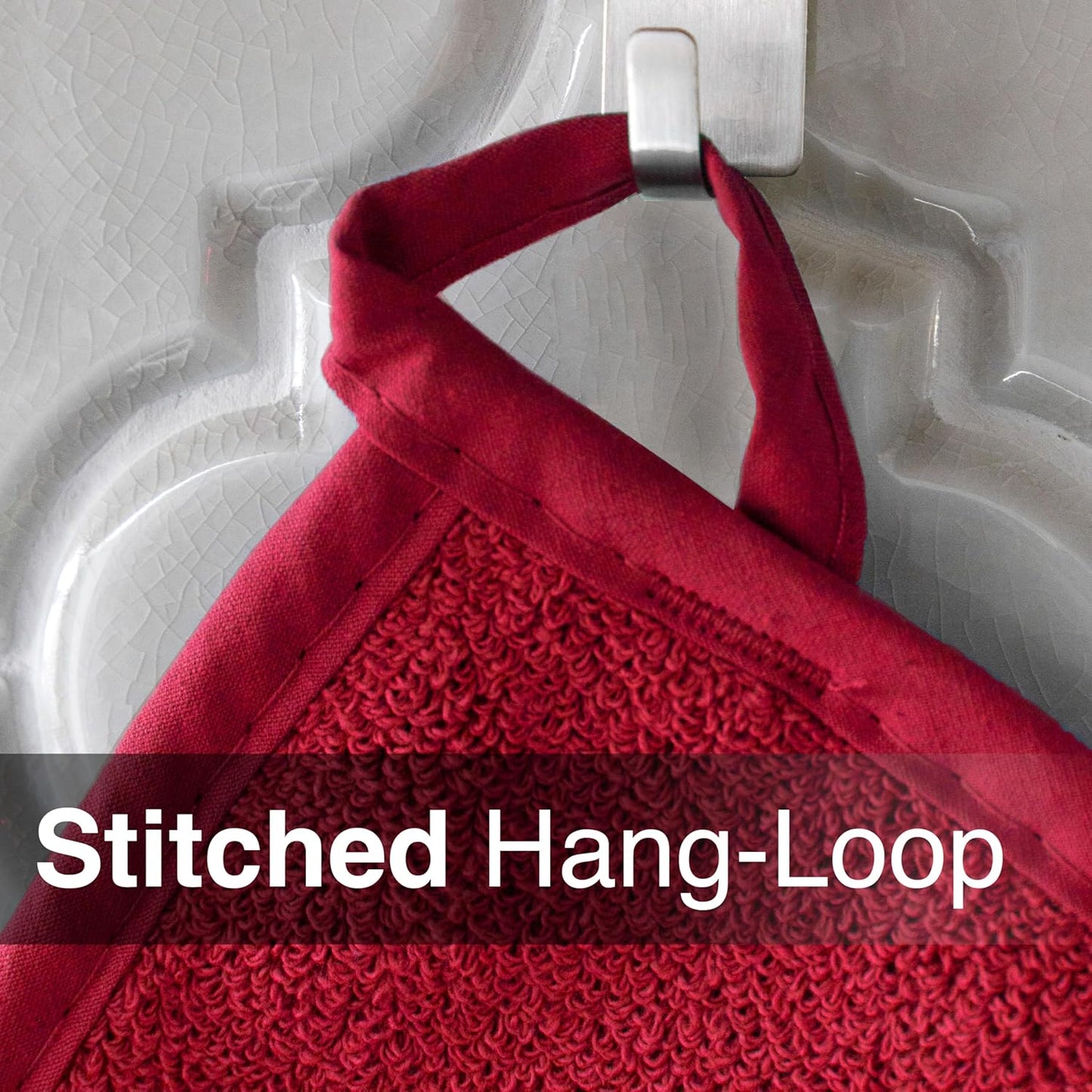 RITZ Terry Potholder & Hot Pad: Unparalleled Heat Resistant, Durable 100% Cotton – Ergonomically Designed for Optimal Grip – Easy-Care Machine Washable – 4-Pack, Paprika Red