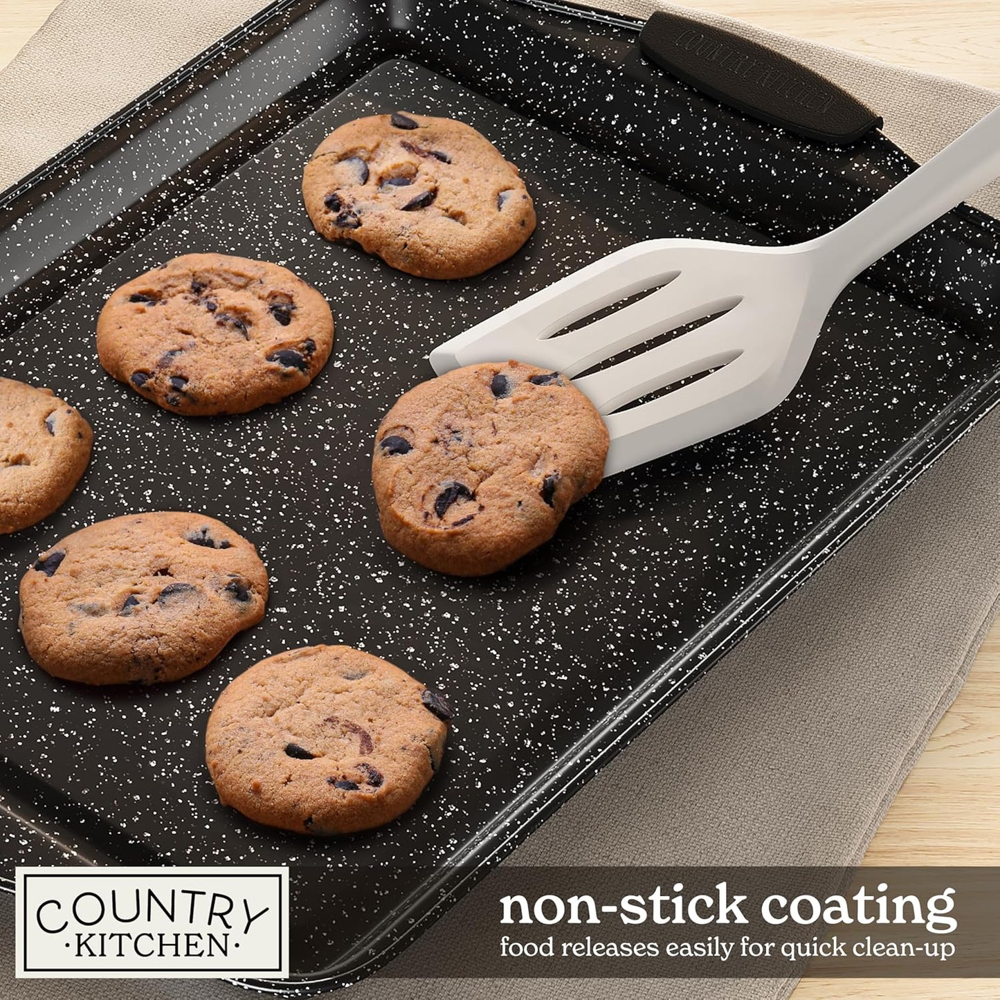 Country Kitchen Nonstick Stackable Bakeware Set - Durable, Easy Release Baking Set, Black, 10 Pcs