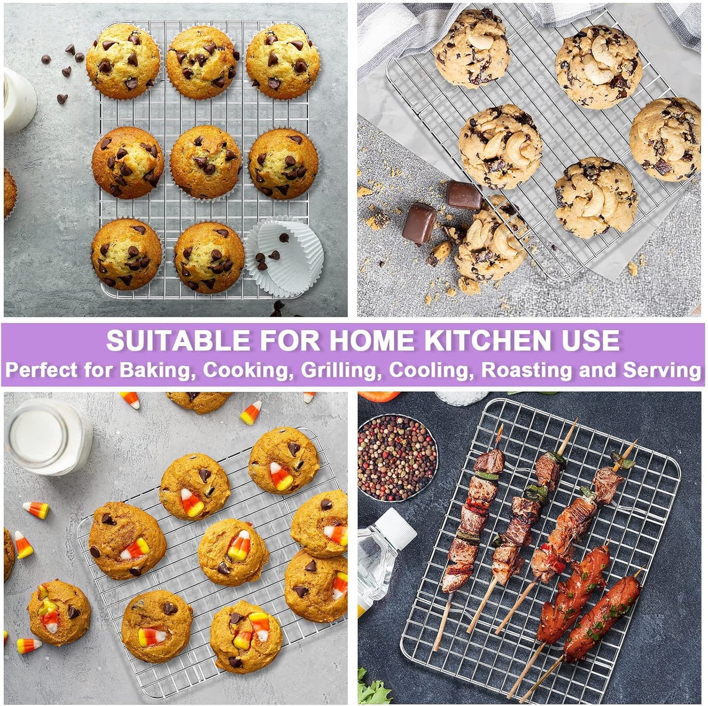 P&P CHEF Baking Oven Pan with Wire Rack, Stainless Steel Baking Oven Sheet Tray, Bacon Pan and Cooling Rack for Cooking Roasting Cookie, Dishwasher Safe & Easy Clean, 10.5 x 8 x 1 Inch