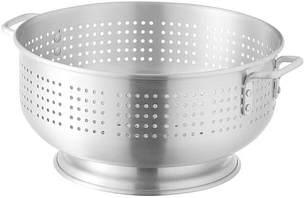 12 Qt. Aluminum Colander with Base and Handles – Heavy Duty Commercial Strainer with Full-Ring Welded Bottom, (15 inches in Diameter) -16-Gauge – Perfect for Pasta, Fruits, Vegetables (1, 12 Quart)