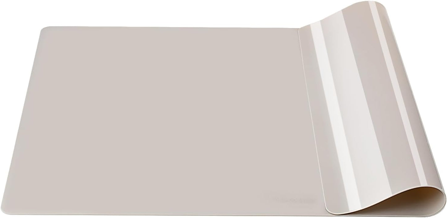 Silicone Placemats, Food-Grade Non-Slip Waterproof, Dining, Stain Resistant, Countertop Protector, Kitchen Counter Mat, Heat Resistant, Baking mat Dishwasher Safe (25.6"×17.7"-1pc Thicken White Gray)