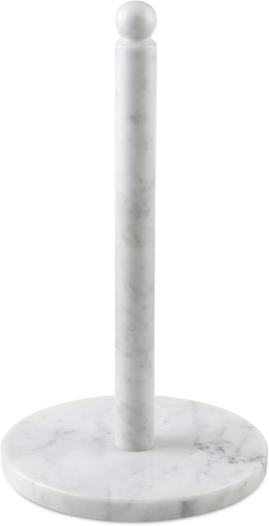 Koville Italian Marble Paper Towel Holder Countertop, Stone Rod Paper Towel Holder Stand for Kitchen Storage, for Standard or Jumbo-Sized Rolls(Bianco Carrara)