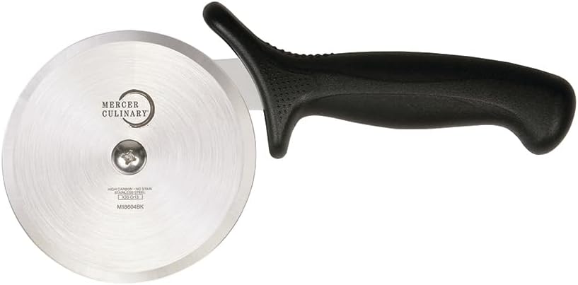 Mercer Culinary Millennia Pizza Cutter with Black Handle, 4 Inch Wheel, Stainless Steel