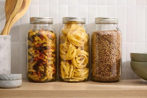 Ball Wide Mouth Glass Mason Jars with Lids and Bands, Used for Canning, Pickling, Juice, Jam, Jelly, Half Gallon Size 64 Ounce (Pack of 4)