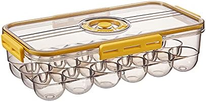 CottonColors Egg Holder for Fridge - 18 Container for Refrigerator, Plastic Organizer, Stackable Storage With Lids for Timer