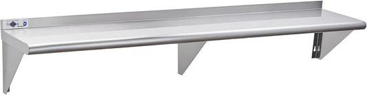 Profeeshaw NSF Stainless Steel Shelf 12” x 60”, 315 lb Commercial Shelves Wall Mounted Metal Shelving with Backsplash and 2 Brackets for Restaurant, Bar, Utility Room, Kitchen and Garage
