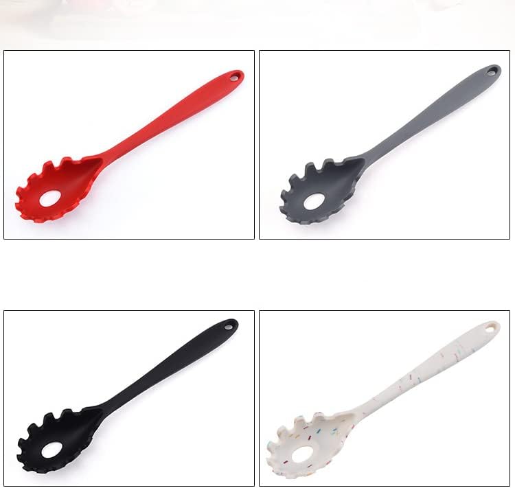 Silicone Pasta Fork (11.5"), High Heat Resistant to 480°F, Hygienic One Piece Design, Spaghetti Strainer & Server Spoon Pasta Forks (White)