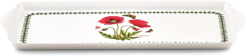Pimpernel Botanic Garden Sandwich Tray, Vibrant Poppy - Durable Melamine Serving Platter for Indoor & Outdoor Use - Decorative Servware for Crudité & Appetizer Tray, Dishwasher Safe (15" x 6.5")