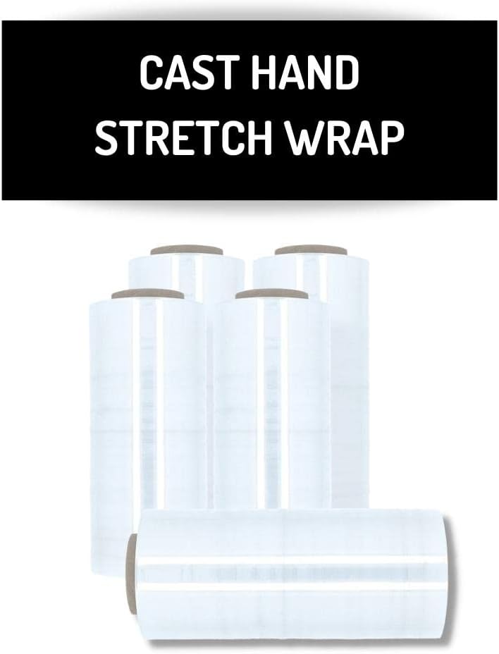 PSBM Stretch Wrap, 4 Pack, 15 Inch x 2000 Feet, 60 Gauge, Clear Plastic Cling, Cast Hand Stretch Film Rolls for Packaging Moving Packing Pallets