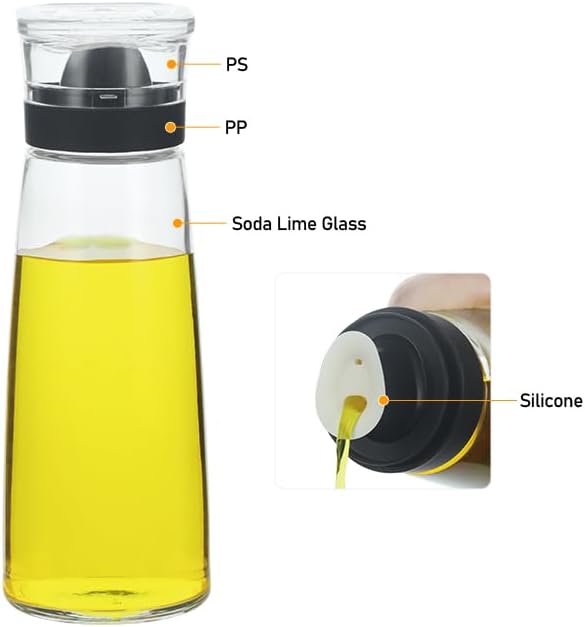 Glass Olive Oil and Vinegar Dispenser Bottles Set for Kitchen Cooking with Silicone Dual Pouring Spout, Soy Sauce Dispenser with Dust-proof Lid - Set of 2 (White, 8 oz)