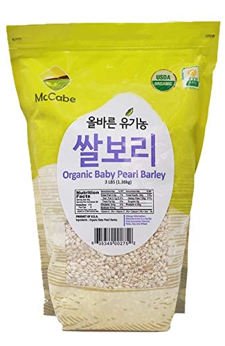 McCabe Organic Baby Pearled Barley - Pearl Barley Grain | USDA and CCOF Certified | Product of USA | 3 lbs (48 Oz)