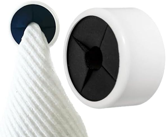 Original Kitchen Towel Holder with Adhesive, Push & Hang Dish towels, Hand towels, Accessory for Bathroom, RV, Shower (White)