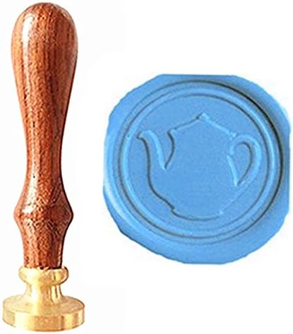 Vintage Kettle Teapot Gift Cards Sealing Art Wax Seal Stamp Rosewood Handle Decorative Wedding Invitations Gift Cards Paper Stationary Envelope Custom Logo Picture Wax Seal Sealing Stamp Set