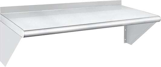 HARDURA Stainless Steel Shelf 14" x 36", 275lb Commercial Shelves Wall Mount Metal Shelving with Backsplash and Brackets for Kitchen, Restaurant, Laundry Room and Home