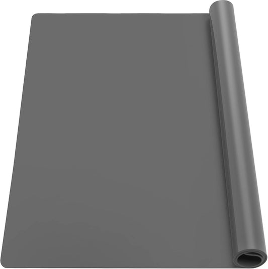 Ewen 25.6"x17.7"x0.08" Large Heat Resistant Silicone Mat for Kitchen Counter, 2mm Thick Countertop Protector Mat, Non-Stick Glass Top Stove Cover Pad for Appliances Coffee Maker Table Workbench Gray