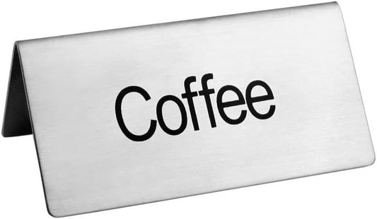 New Star Foodservice Stainless Steel Table Tent Sign (Red-821 (Coffee), 3"x 1.5" (Set of 6))
