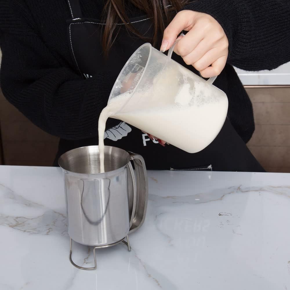 800ml Stainless Steel Pancake Batter Dispenser - Great for Baking,Cupcakes,Muffins-Cooking Crepes,Waffles- Easyflow Spout -Measuring Gauge in Mls and cups