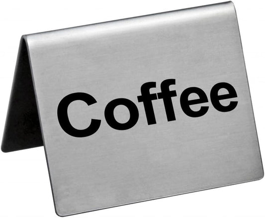 New Star Foodservice Stainless Steel Table Tent Sign (Silver (Coffee), 2-Inch by 2-Inch (Set of 6))