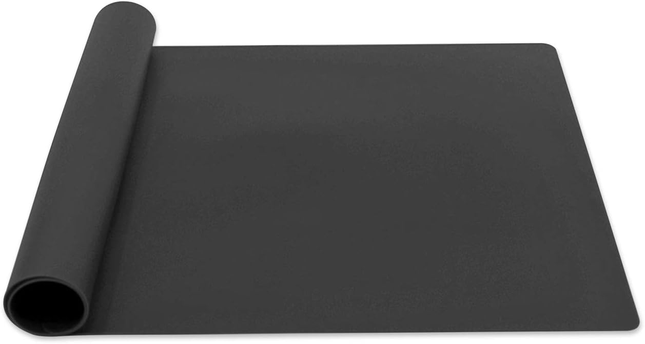 Silicone Placemats, Food-Grade Non-Slip Waterproof, Dining, Stain Resistant, Countertop Protector, Kitchen Counter Mat, Heat Resistant, Baking mat Dishwasher Safe (23.6"×15.7"-1pack, Black)