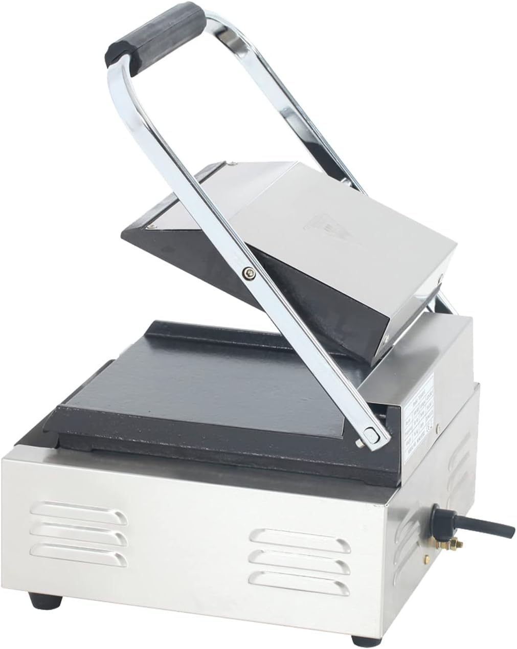 Commercial Panini Press With Grooved Grill Sandwich Maker Machine Electric Contact Grill Single (Single Smooth Top&Bottom)