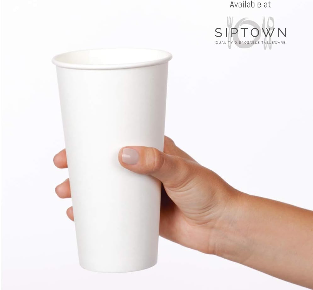 Made-In-USA 16 Ounce Disposable Hot Paper Cups, 1000 Count | Coffee Cups, Leak-Free Food Safe for Hot Drinks, White (16 oz)