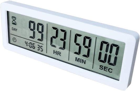 Digital Countdown Days Timer - White Upgraded Big 999 Days Count Down Clock with Stand Strong Magnetic Back for Vacation Retirement Wedding Holiday