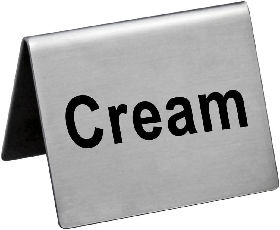 New Star Foodservice Stainless Steel Table Tent Sign (Silver (Cream), 2-Inch by 2-Inch (Set of 2))
