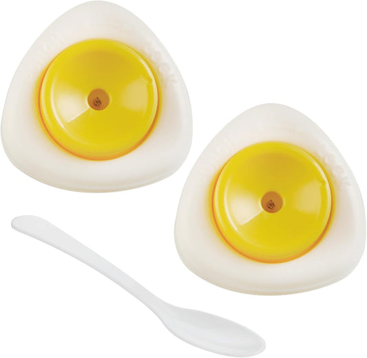 Egg Piercers for Raw Eggs, Egg Hole Poker Egg Separator Tools for Kitchen Gadgets for Hard Boiled Eggs Simple Egg Punchers Piercer with Retractable and Sharp Pin 2 Pack, Yellow, Complimentary Spoon