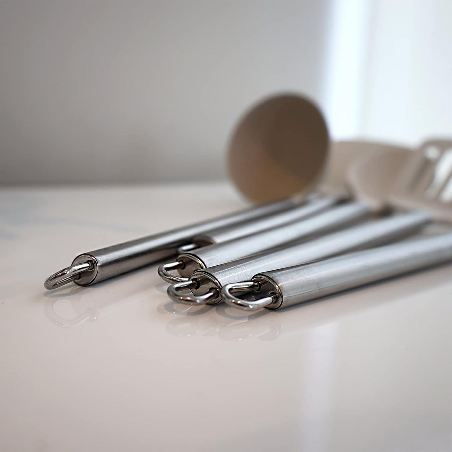 Beille Cream Wheat Straw Spoon with Stainless Steel Handle Kitchen Utensils, 13 Inch