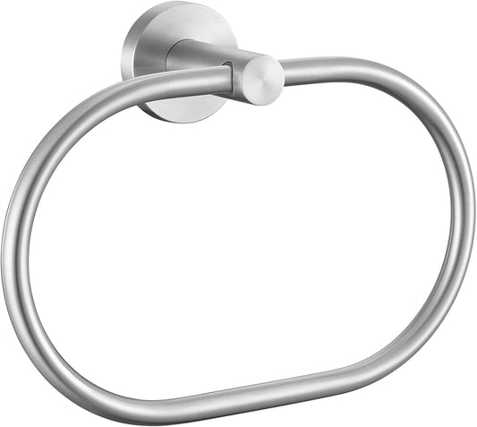 Suyar Towel Ring Brushed Nickel, SUS 304 Stainless Steel Bathroom Hand Towel Holder Wall Mounted, Oval Shape