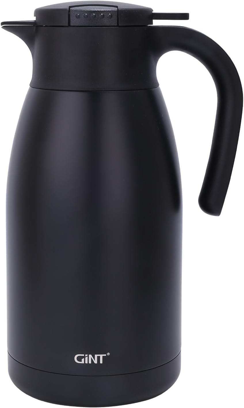 GiNT 1.9L / 64Oz Thermal Coffee Carafe, Insulated Stainless Steel Coffee Carafes for Keeping Hot/Double Walled Vacuum Thermal Carafe (Black)