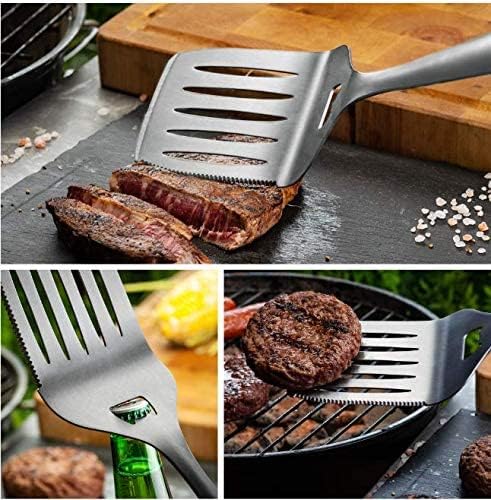 BBQ Set Heavy Duty grilling Utensils 3 piece set. Spetula, Fork Tong. (3 Piece)