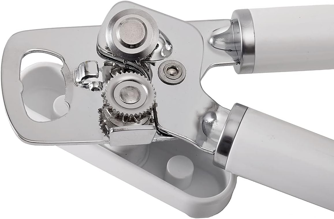 KitchenAid Classic Multifunction Can Opener and Bottle Opener Easy to Use, Razor Sharp Stainless Steel Cutting Wheel, Soft Ergonomic Handles, White